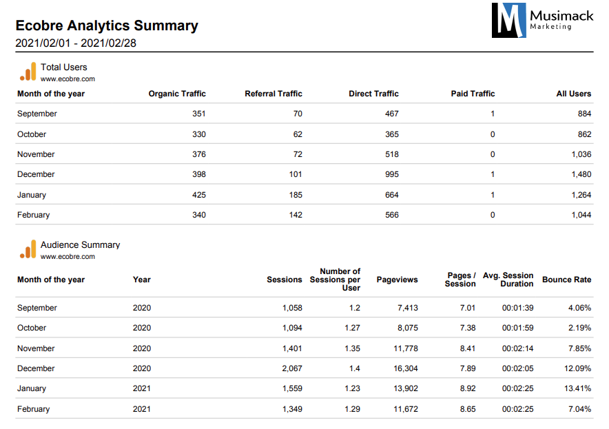 websute analytical report | Musimack Marketing
